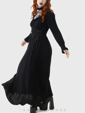 Killstar JOCASTA MAXI DRESS black small goth witchy whimsigoth